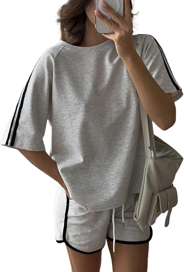 Dqbeng Womens 2 Piece Outfits Summer Oversized T Shirt Drawstring Shorts Matching Set Casual Athl... | Amazon (US)