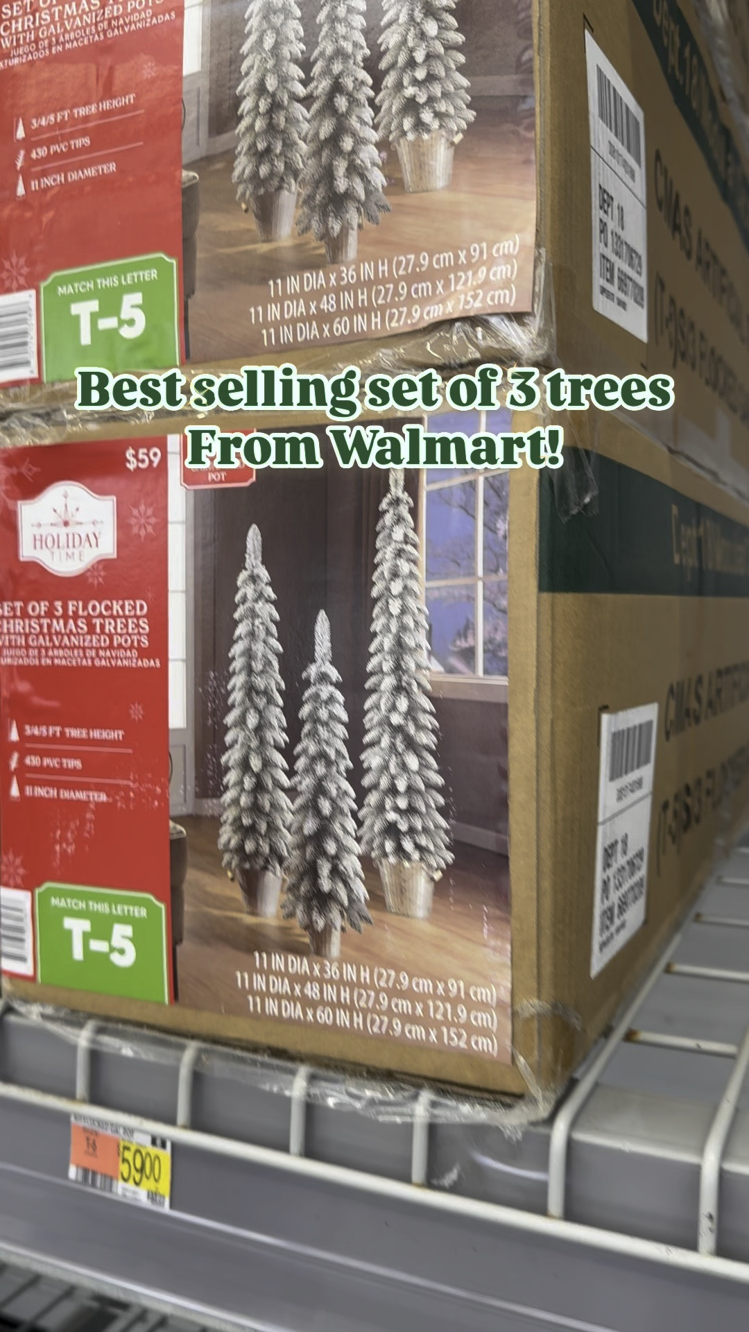 This set 3 flocked trees features a total 430 tips with heights of 3/4/5 ft and diameters of 11 in.
Set of 3 flocking slim trees with galvanized pots, show you a perfect appearence and bring your family with a fresh feeling.
It will add a special touch of holiday glamour to your home.

Follow me for more seasonal and holiday content! 🎅🏼🎄

#christmas2024 #christmas #cozyvibes #christmascountdown #christmastree #happyholidays #christmasdecor #walmartchristmas #ltkhome #walmartcreator #ltkseasonal #ltkhome #ltkvideo #iywyk #walmartcreator

#LTKSeasonal #LTKHome #LTKVideo