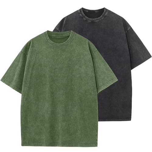 Men's Oversized Cotton T-Shirts Loose Fit Vintage Washed Tee Unisex Short Sleeve Casual Shirts To... | Amazon (US)