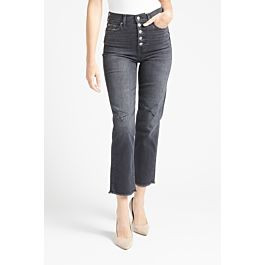 7 FOR ALL MANKIND High Waist Cropped Straight Exposed Buttons | EVEREV | Evereve