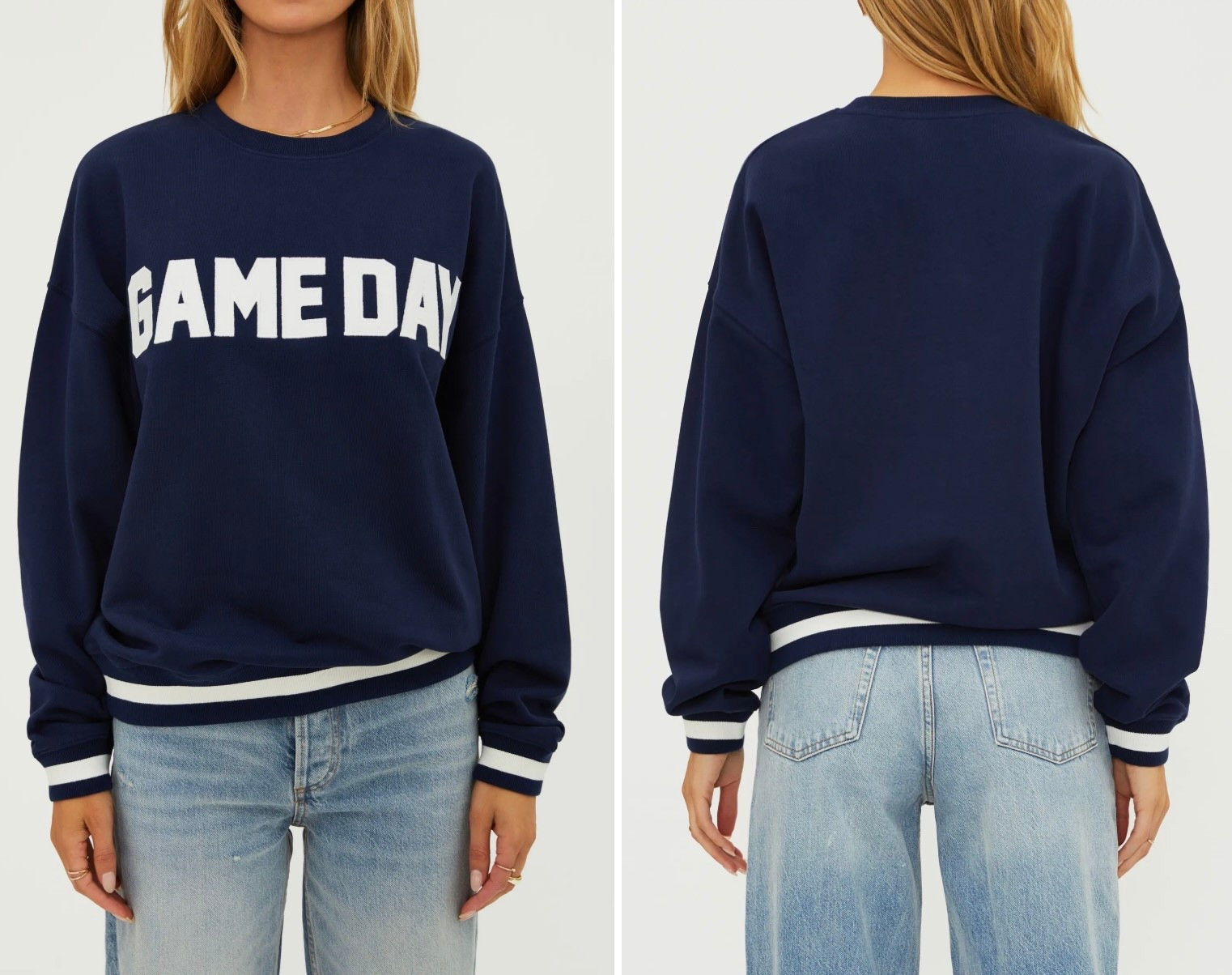 The cutest game day crew neck! It comes in both navy blue and green 🥰

#LTKgrwm #LTKdayinmylife #LTKootd