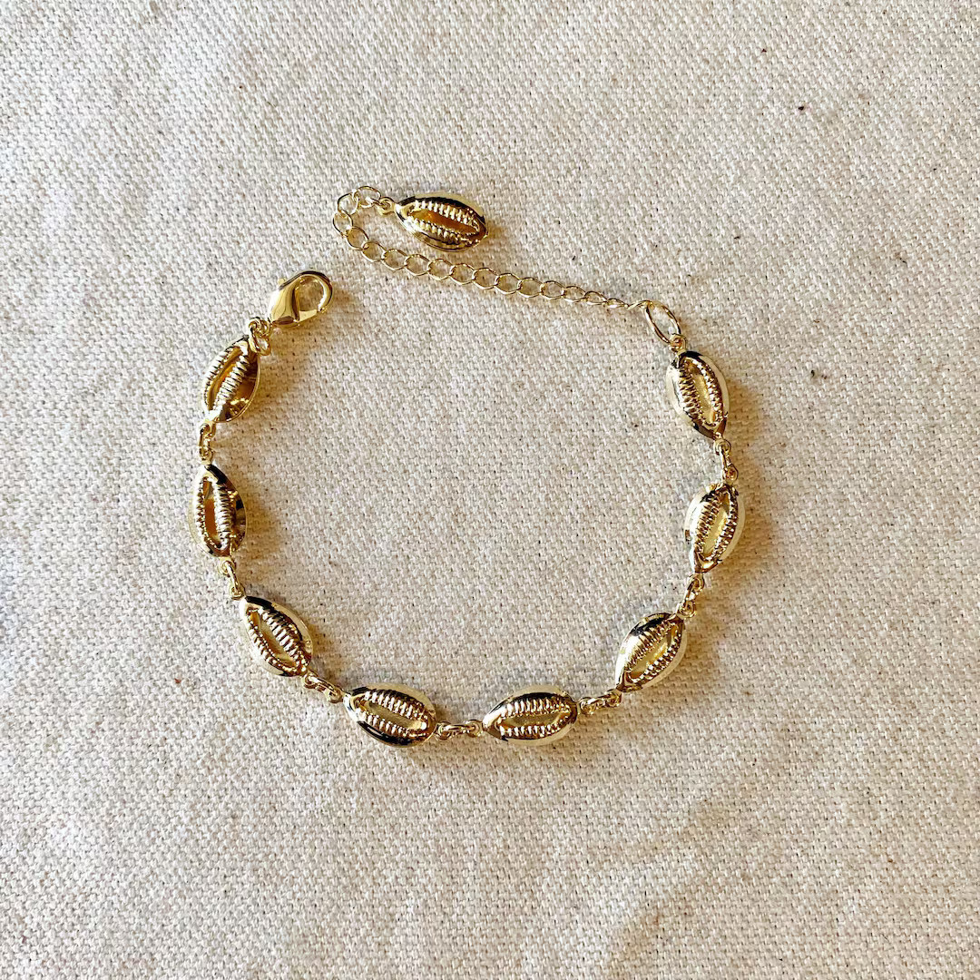18k Gold Filled Cowrie Shell Bracelet - Etsy | Etsy (US)