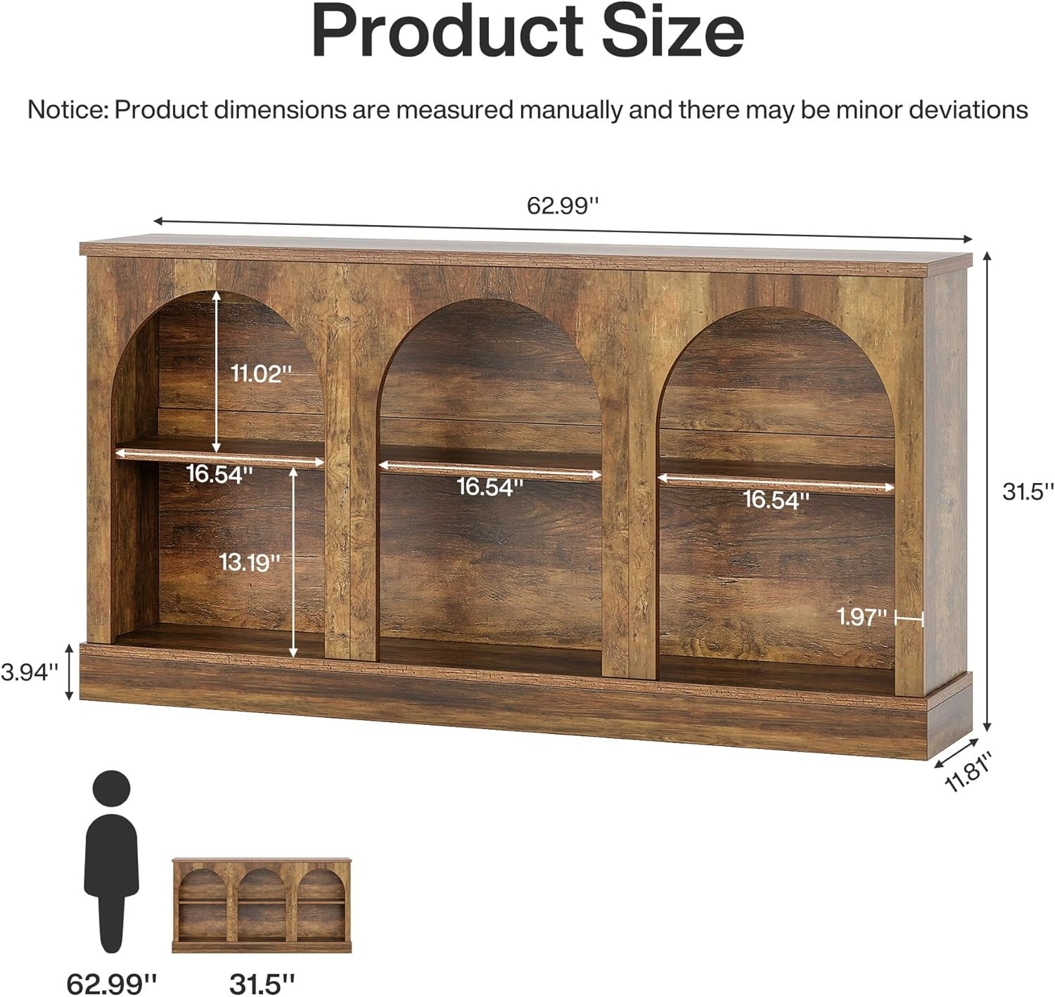 Tribesigns Farmhouse Console Table, 63-Inch Long Entryway Table with 3 Tier Storage, Wooden Recta... | Amazon (US)