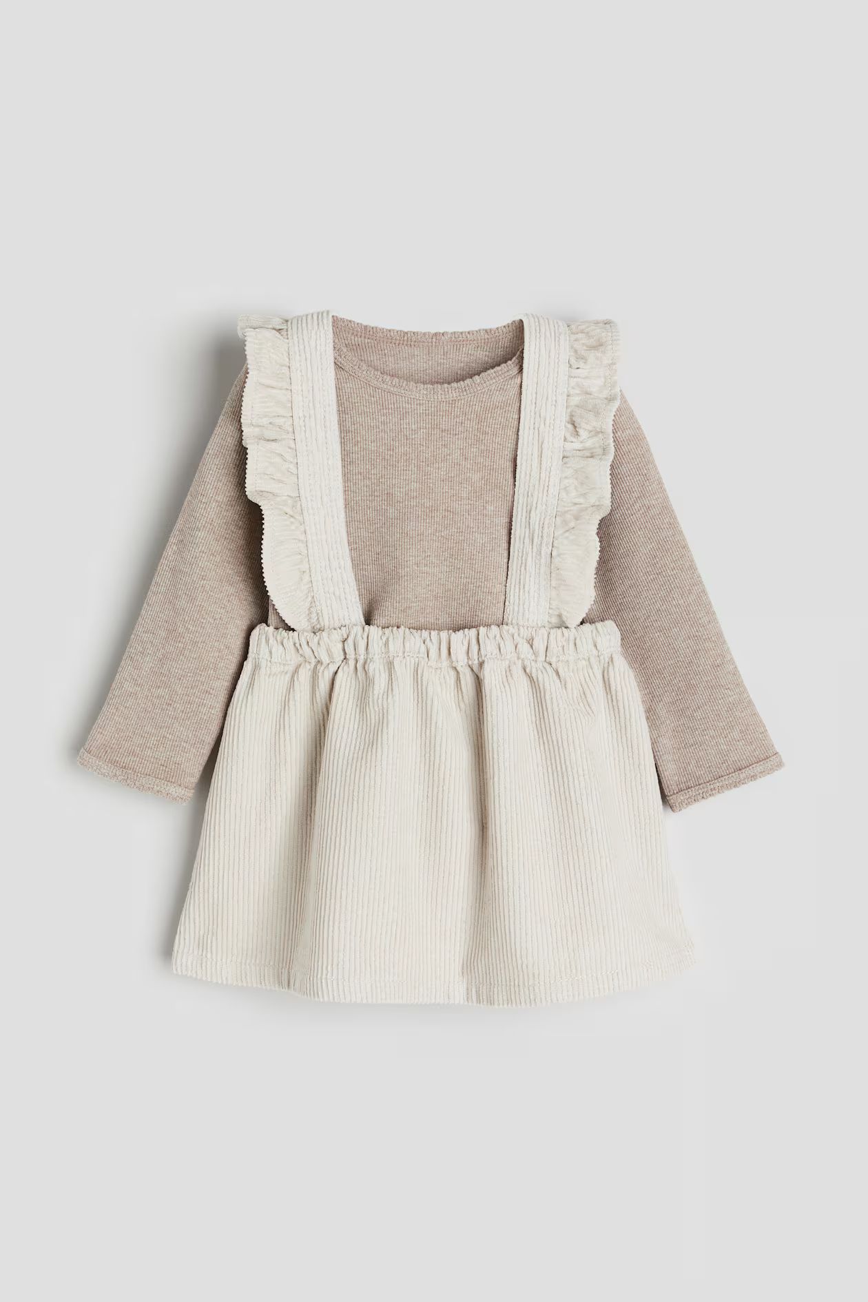 2-teiliges Set mit Kleid und Shirt - Beigemeliert - Kids | H&M AT | H&M (DE, AT, CH, DK, NL, NO, FI)