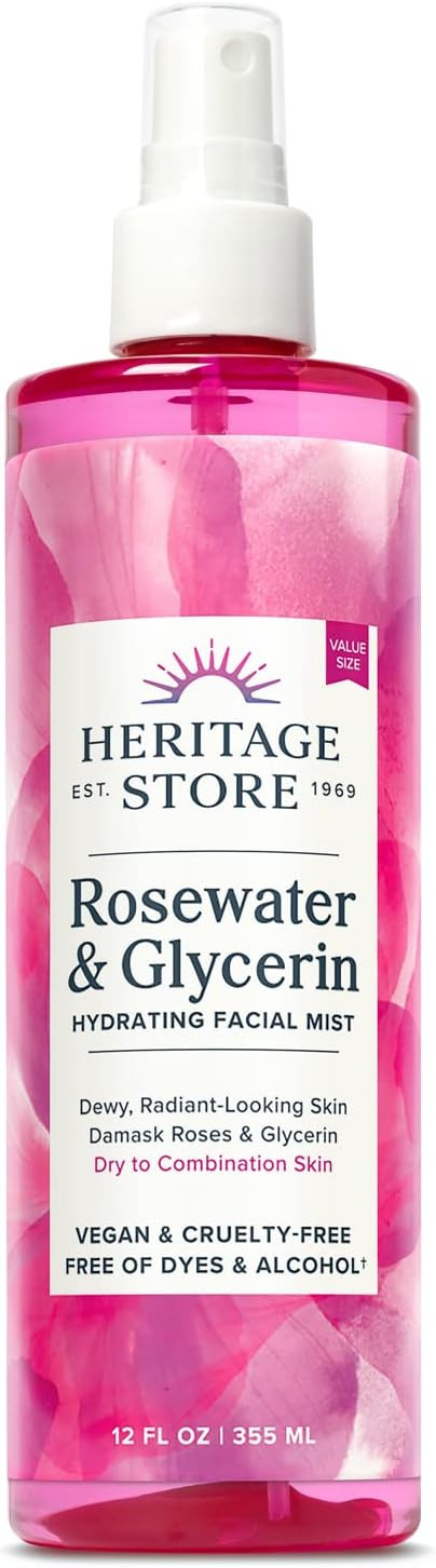 Heritage Store Rosewater & Glycerin Hydrating Facial Mist for Dewy, Radiant Skin | No Dyes or Alc... | Amazon (US)