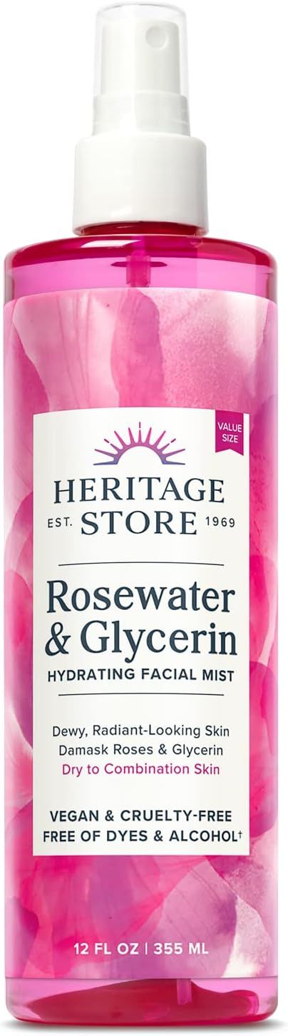 HERITAGE STORE Rosewater & Glycerin Hydrating Facial Mist for Dewy, Radiant Skin | No Dyes or Alc... | Amazon (US)