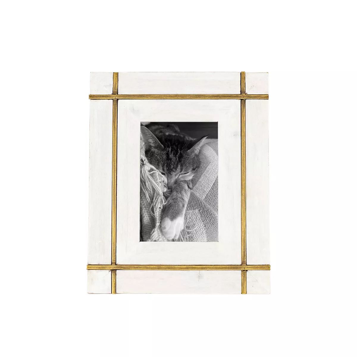 4x6 Inch Bordered Picture Frame White Wood, MDF, Metal & Glass by Foreside Home & Garden | Target