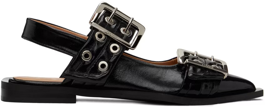 Black Chunky Buckle Ballerina Flats | SSENSE