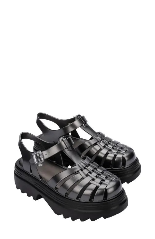 Melissa Possession Platform II Sandal in Black/Silver at Nordstrom, Size 10 M | Nordstrom