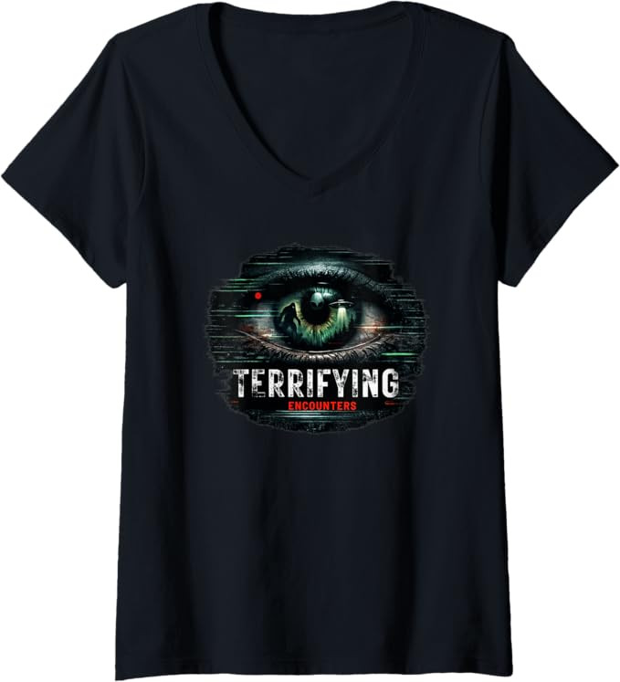 Women's Terrifying Encounters Paranormal Horror Mystery Graphic V-Neck T-Shirt | Amazon (US)