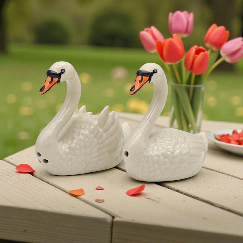 Handmade Ceramic Swan Salt and Pepper Shakers, Wedding Gift | Etsy (US)