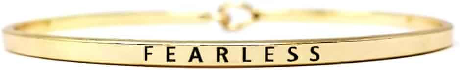 by you Inspirational Positive Message Engraved Thin Cuff Bangle Hook Bracelet | Amazon (US)