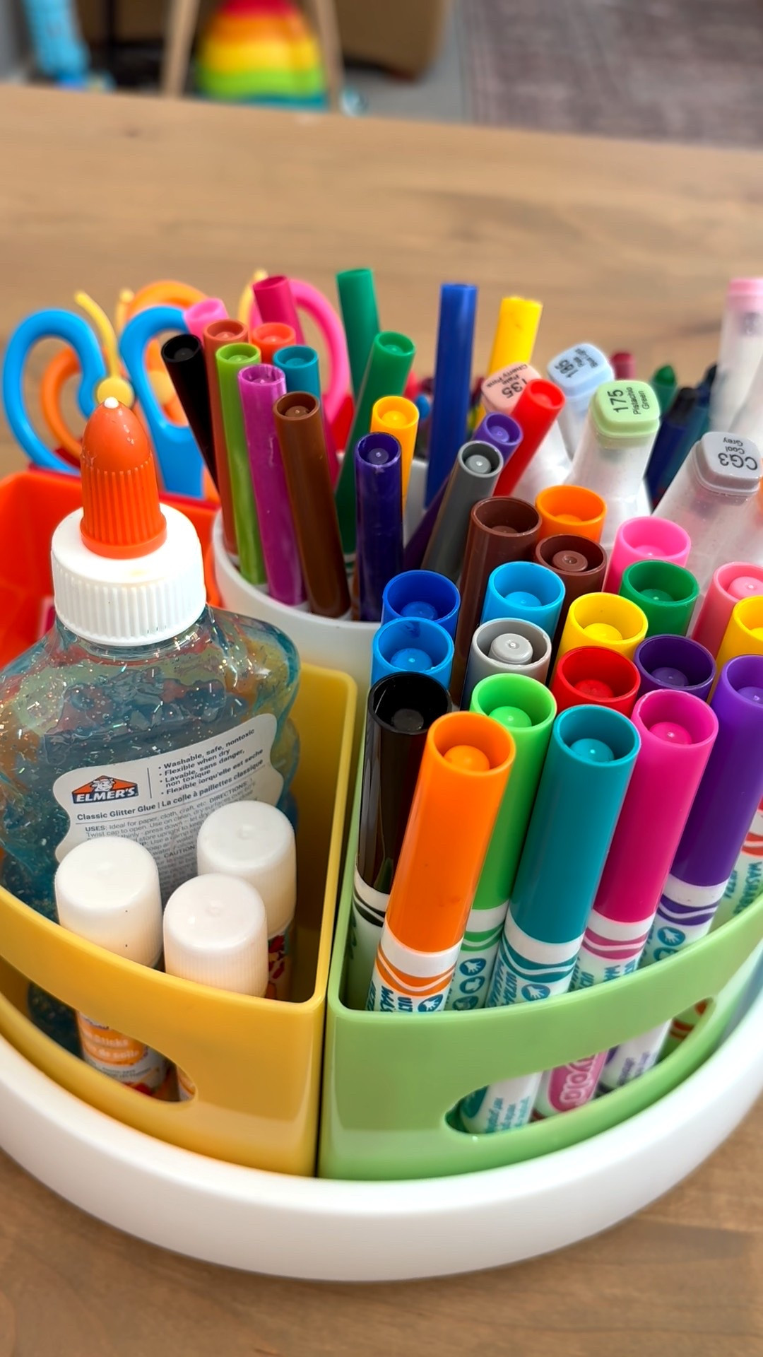 I didn’t know we needed this until my MiL purchased it for her house. Rotates like a lazy Susan and keeps all the craft items organized. Plus my kids love the rainbow colors. Easy to clean and make life less stressful 

#LTKmomlife #LTKdayinmylife #LTKKids
