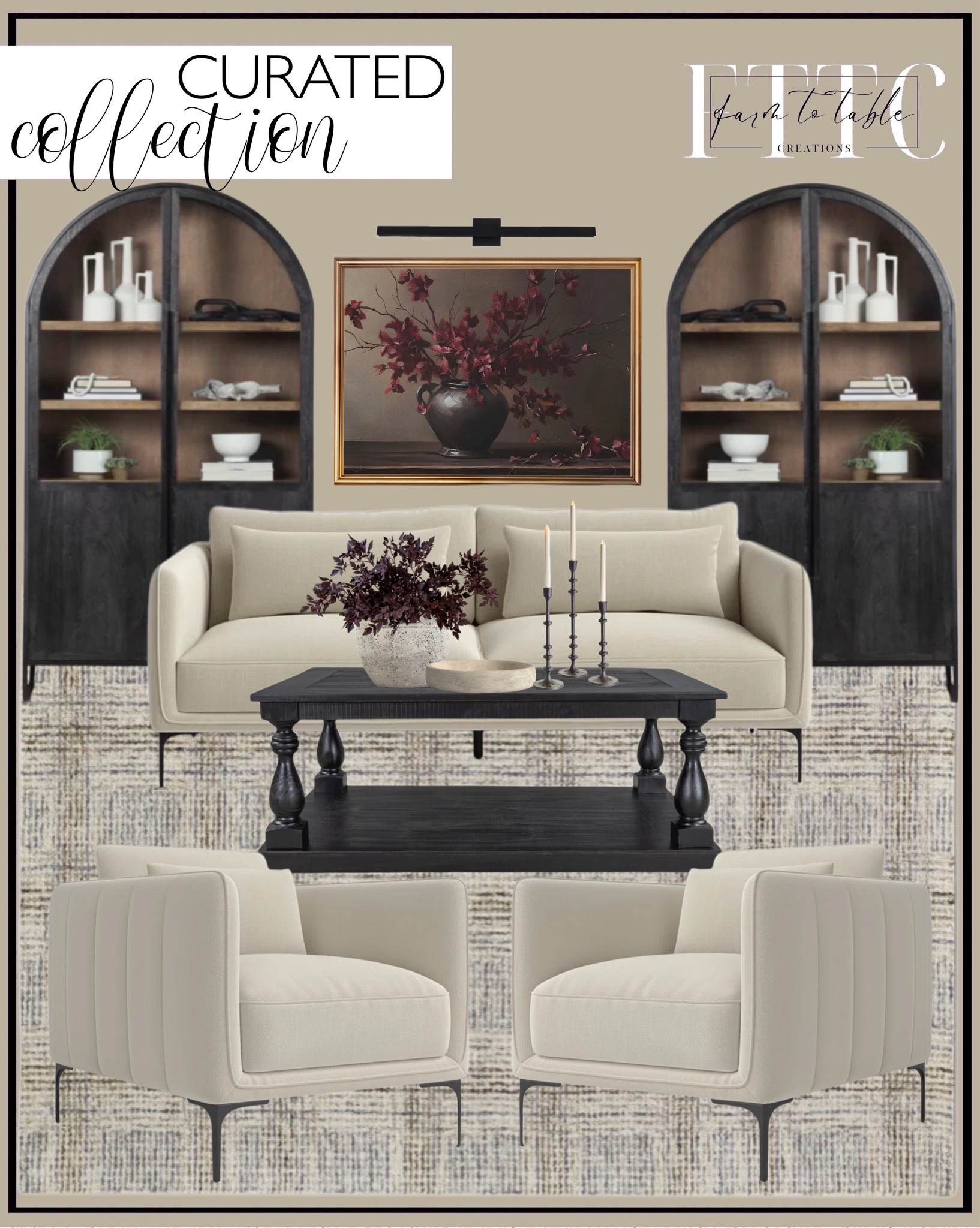 Curated Collection. Follow @farmtotablecreations on Instagram for more inspiration.

Rae 84'' Upholstered Sofa. Rae Upholstered Armchair. Armando Hand Tufted Wool Plaid Rug. Clementine Dining Arched Cabinet. Burgundy Branches Painting Digital Artwork. Dequavion Solid Wood Coffee Table. Galleria Dimmable LED Wall Mounted Picture Light. Domanico Stoneware Decorative Urns & Jars. Lambright 19.5'' H Aluminum Tabletop Candlestick. 

Wayfair Weekend Clearance. Wayfair Deals. Living Room Inspo. Living Room Furniture  







#LTKFindsUnder50 #LTKSaleAlert #LTKHome