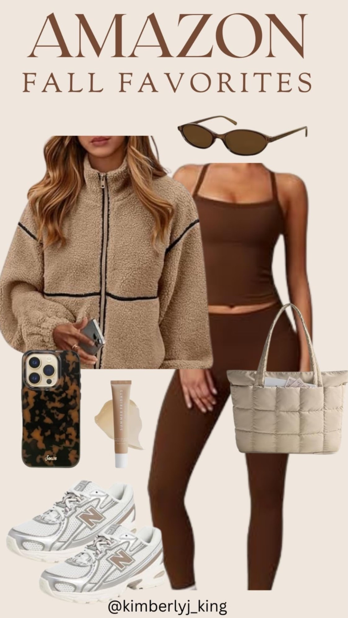 Amazon cute ATHLEISURE outfit leggings sweater fleece jacket color block chocolate brown leggings set mom outfit ootd errands cute comfy casual fall fashion prefall fall outfit idea 