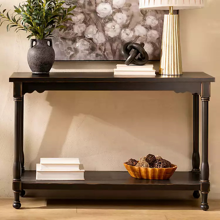 Distressed Black Wood Dain Console Table | Kirklands Home | Kirklands