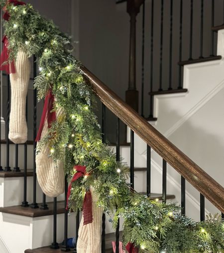 Stairwell Christmas decor
Holiday garland
Amazon lights
Christmas stockings

#LTKHoliday