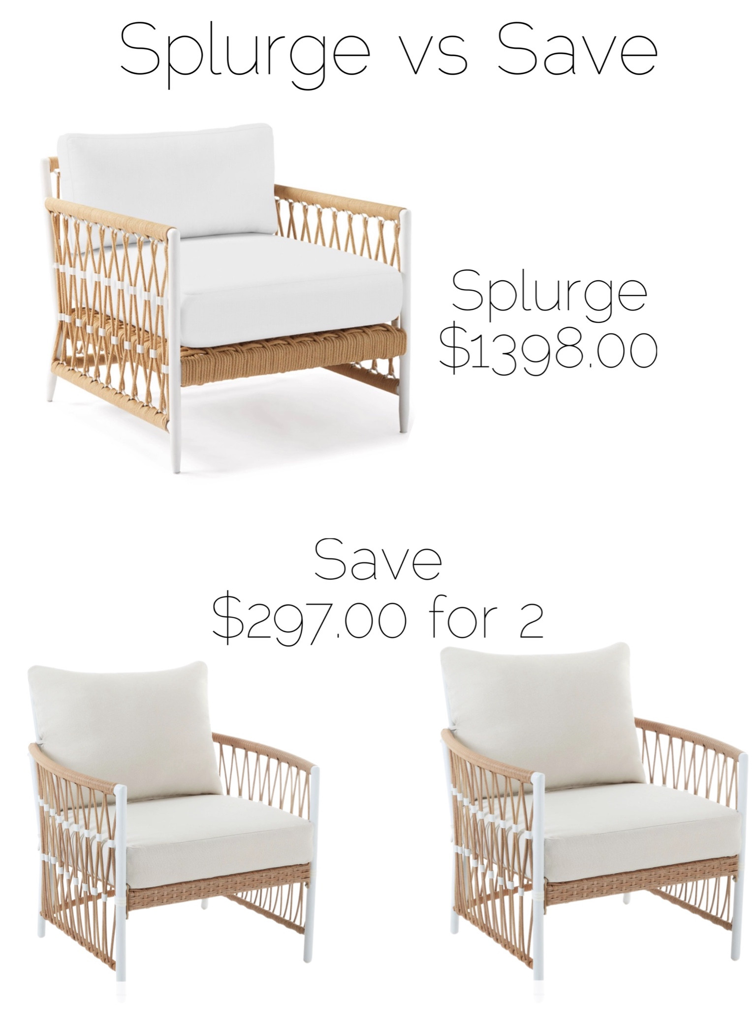 I will never get over this Serena & Lily look alike from Walmart! I have the Walmart chairs + the matching loveseat and the quality is so good! Comfy & easy to clean! 

#serenaandlilylookalike #outsidefurniture #patiofurniture #walmarthome #serenandlily

#LTKSeasonal #LTKhome