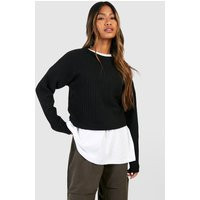 Womens Soft Rib Knit Crop Sweater - Black - L | boohoo (US & Canada)