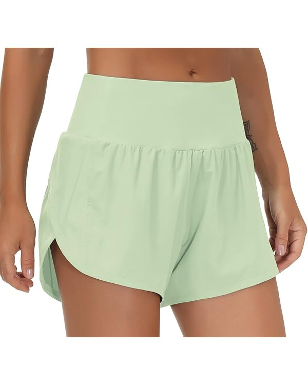 THE GYM PEOPLE Womens High Waisted Running Shorts Quick Dry Athletic Workout Shorts with Mesh Lin... | Amazon (US)