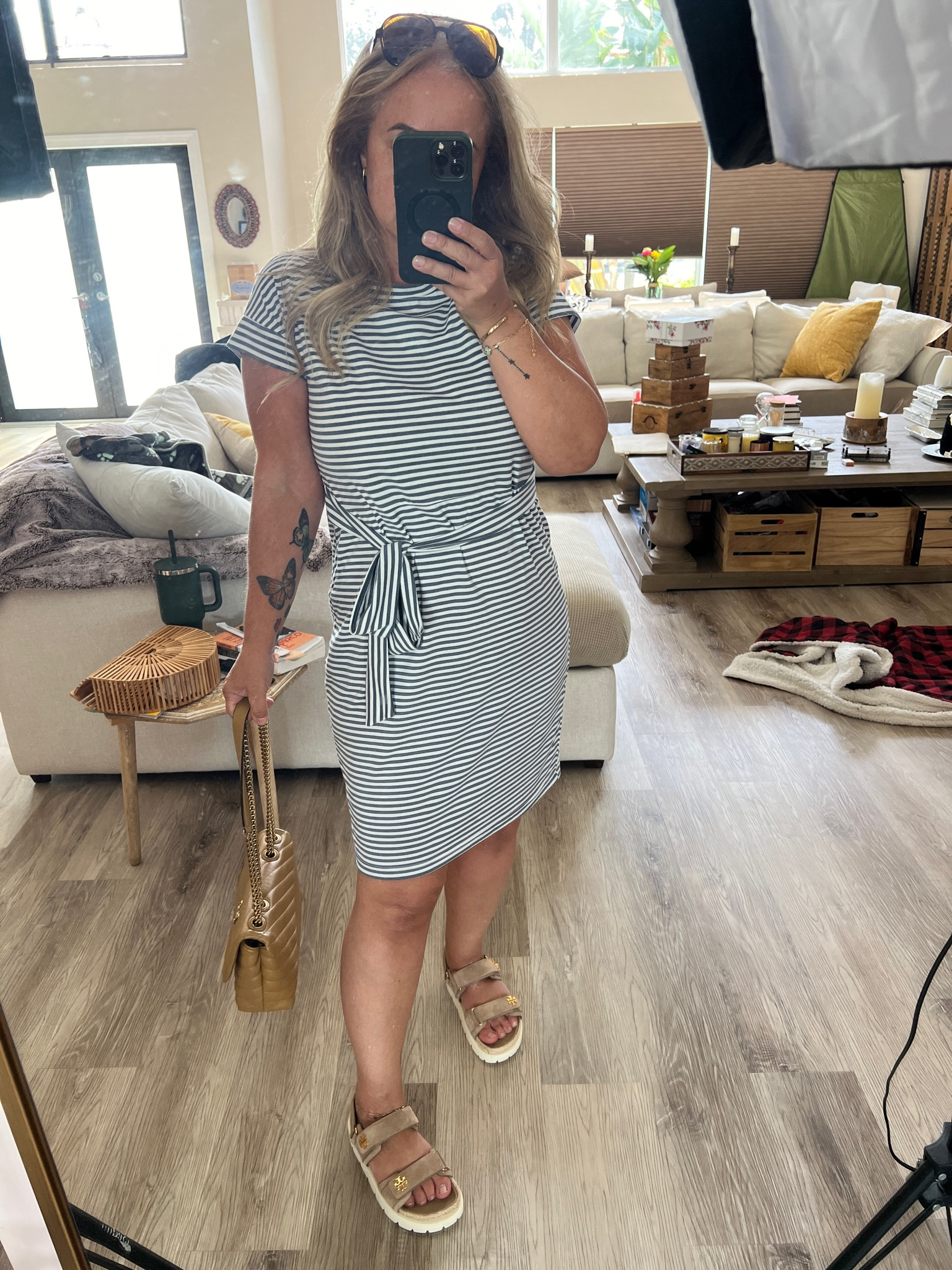 Outfit check - everyday summer dress 
Summer Crew Neck Short Dress. 
This dress is so comfy and fits perfectly. Soft and has good stretch. You will love the tie at the waist because it makes it even more flattering for figures. I paired with Tory Burch Kira sandals and bag. 

#LTKWorkwear #LTKShoeCrush #LTKFindsUnder50