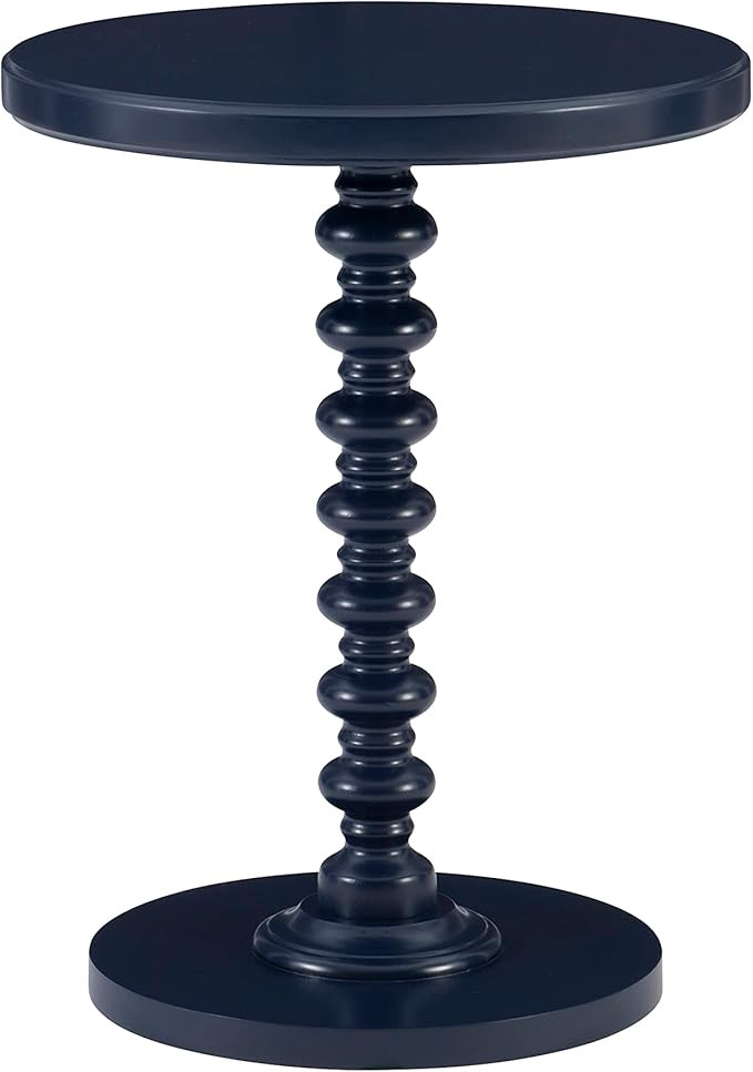 Tarkin Round Navy Blue Turned Spindle Pedestal Side Accent Table by Powell | Amazon (US)