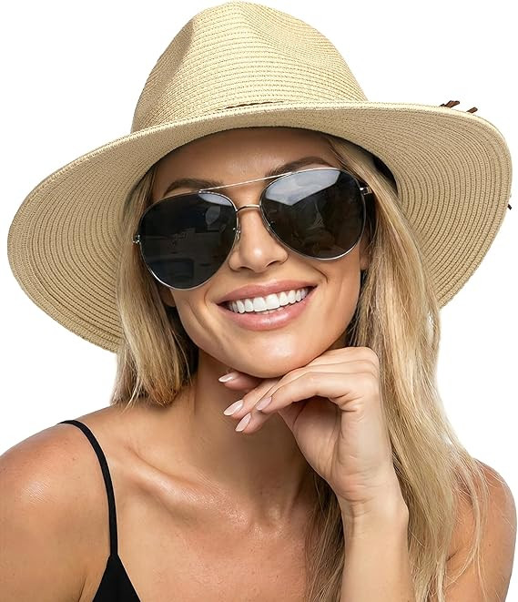 FURTALK Sun Hats for Women Summer Wide Brim UV UPF 80+ Panama Fedora Foldable Packable Straw Beac... | Amazon (US)