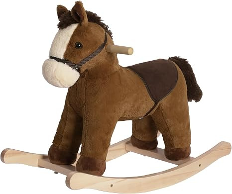 Rocking Horse, Dark Brown Horse Rocker for Toddlers 18M+, Plush Ride on Horse Toy with Realistic ... | Amazon (US)