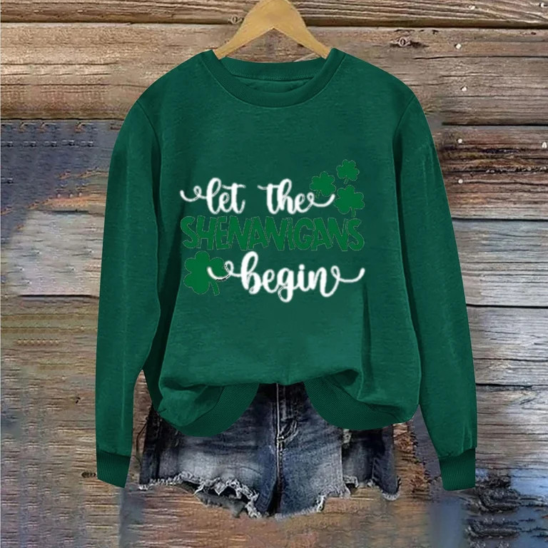 Lolmot Fleece Lined Sweatshirt for Women St Patrick's Day Shirts Let The Shenanigans Begin Shirt ... | Walmart (US)
