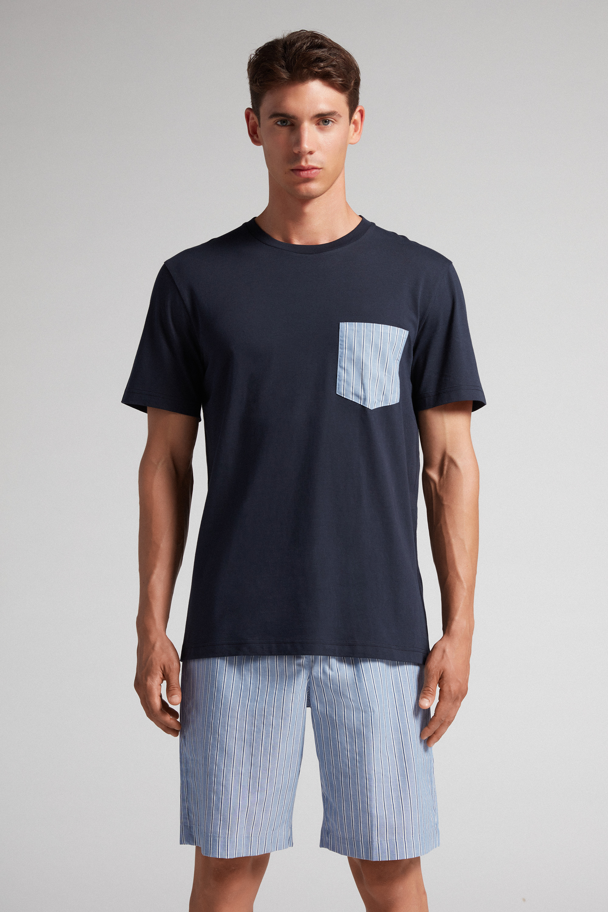 Solid Color and Striped Short Cotton Pajamas | Intimissimi (US)