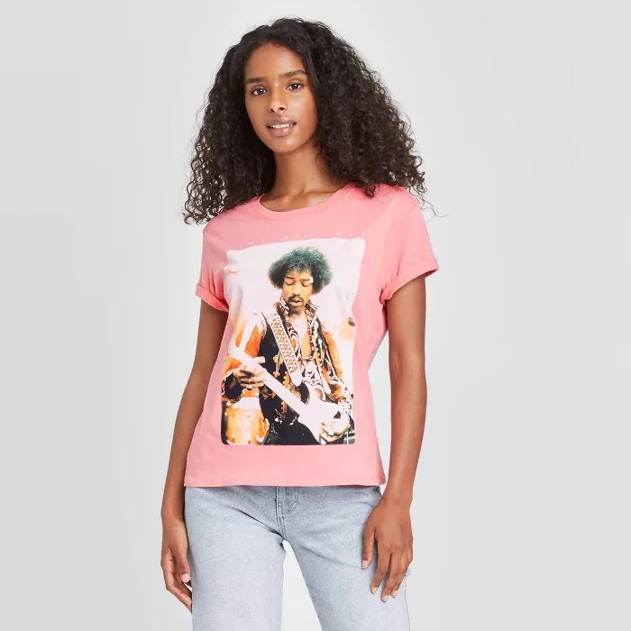 Women's Jimi Hendrix Short Sleeve Graphic T-Shirt - Pink | Target