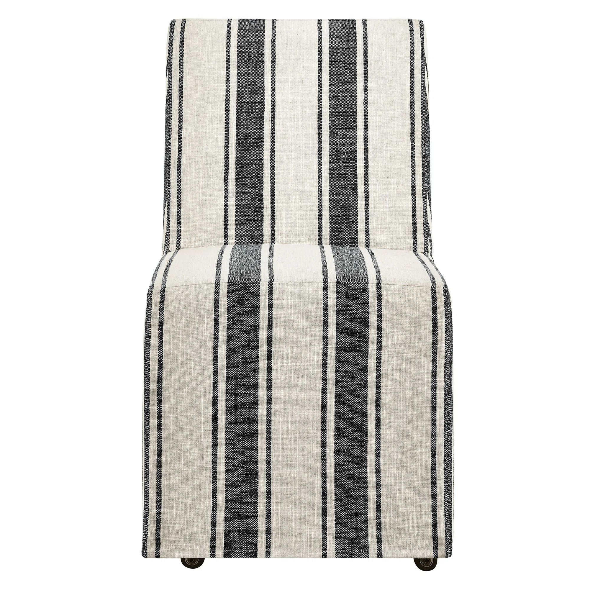 Tessera Striped Slipcovered Dining Side Chair In Black Stripe | Wayfair North America