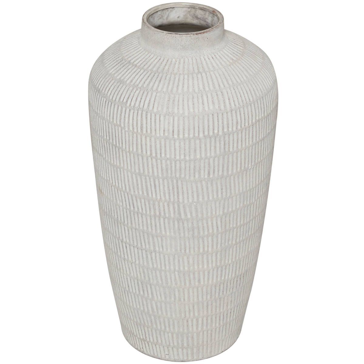 23'' x 12'' Ceramic Textured Vase with Linear Pattern Cream - Olivia & May | Target