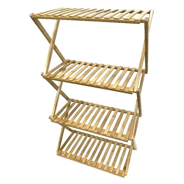 Ferry-Morse 28” x 13” x 38” 4-Tier Natural Bamboo Plant Stand | Walmart (US)