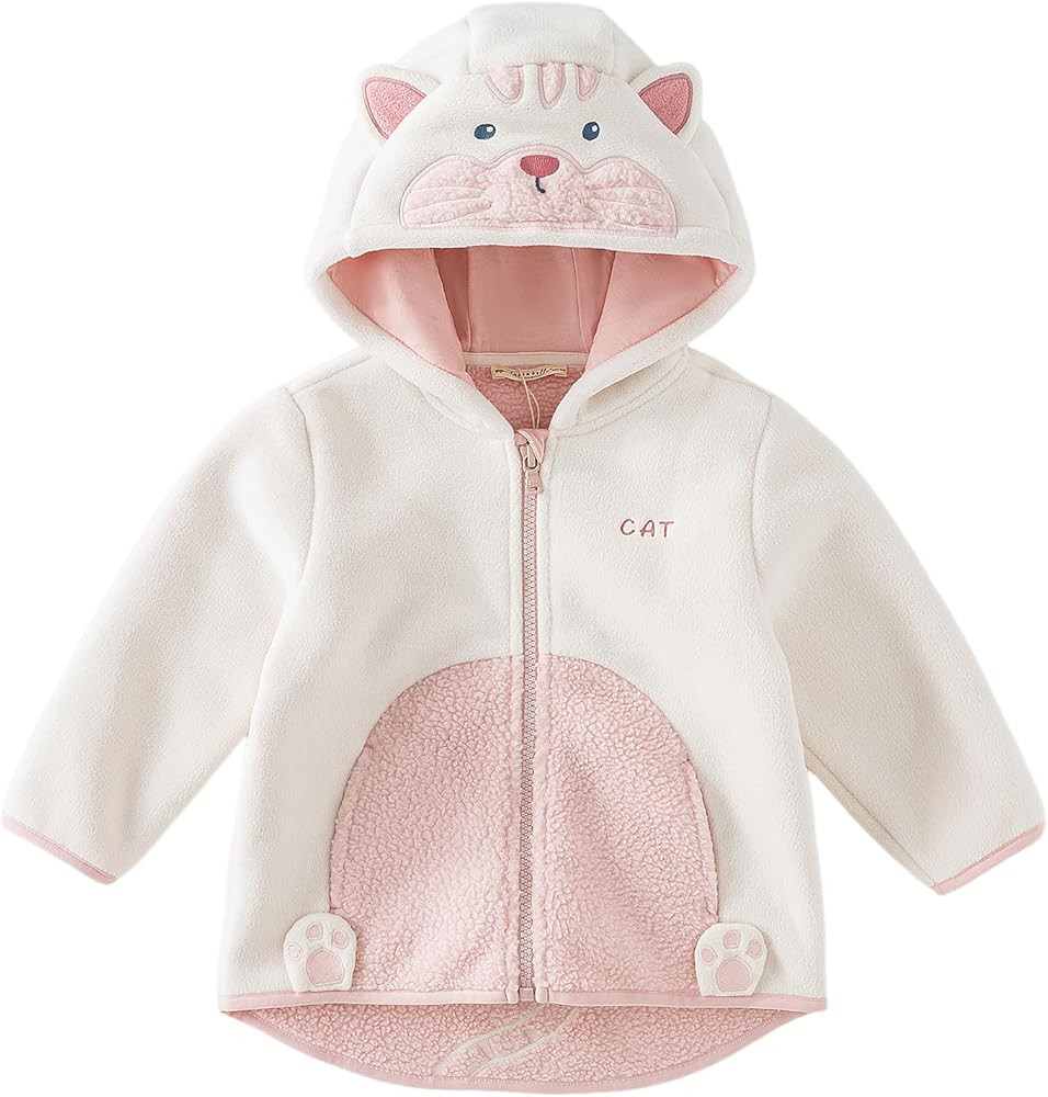 DAVE&BELLA Toddler Fleece Jacket, Baby Boys Girls Animal-shaped Hooded Zipper Long Sleeve Warm Sp... | Amazon (US)
