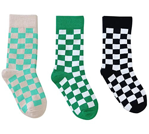 Girls Checkered Crew Socks Cotton Cute Novelty Anklet Socks for Kids Toddler Boys Unisex | Amazon (US)