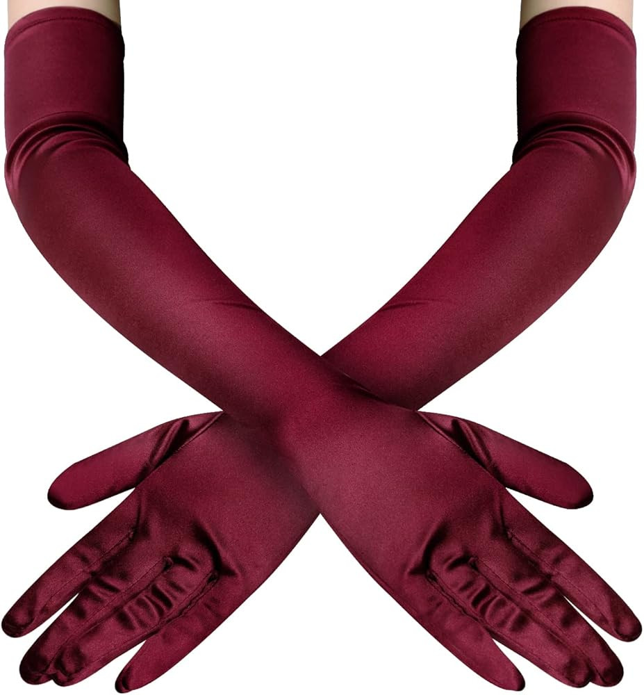 Lansian Long Opera Party Gloves for Women 1920s 20s Satin Gloves Costumes Elbow Length Bridal Eve... | Amazon (US)