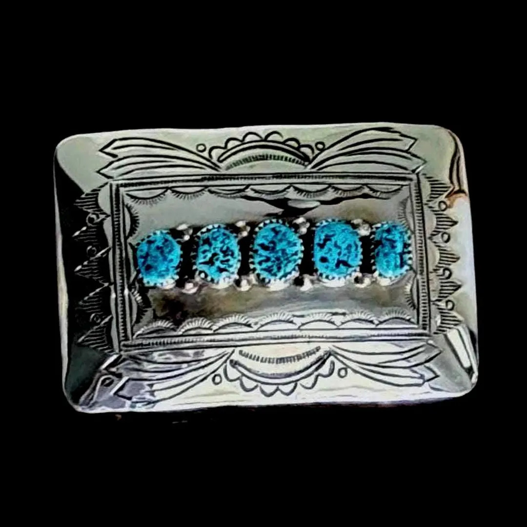 Turquoise belt buckle, handmade jewelry gift for boyfriend, silver signed and hallmarked belt buc... | Etsy (US)