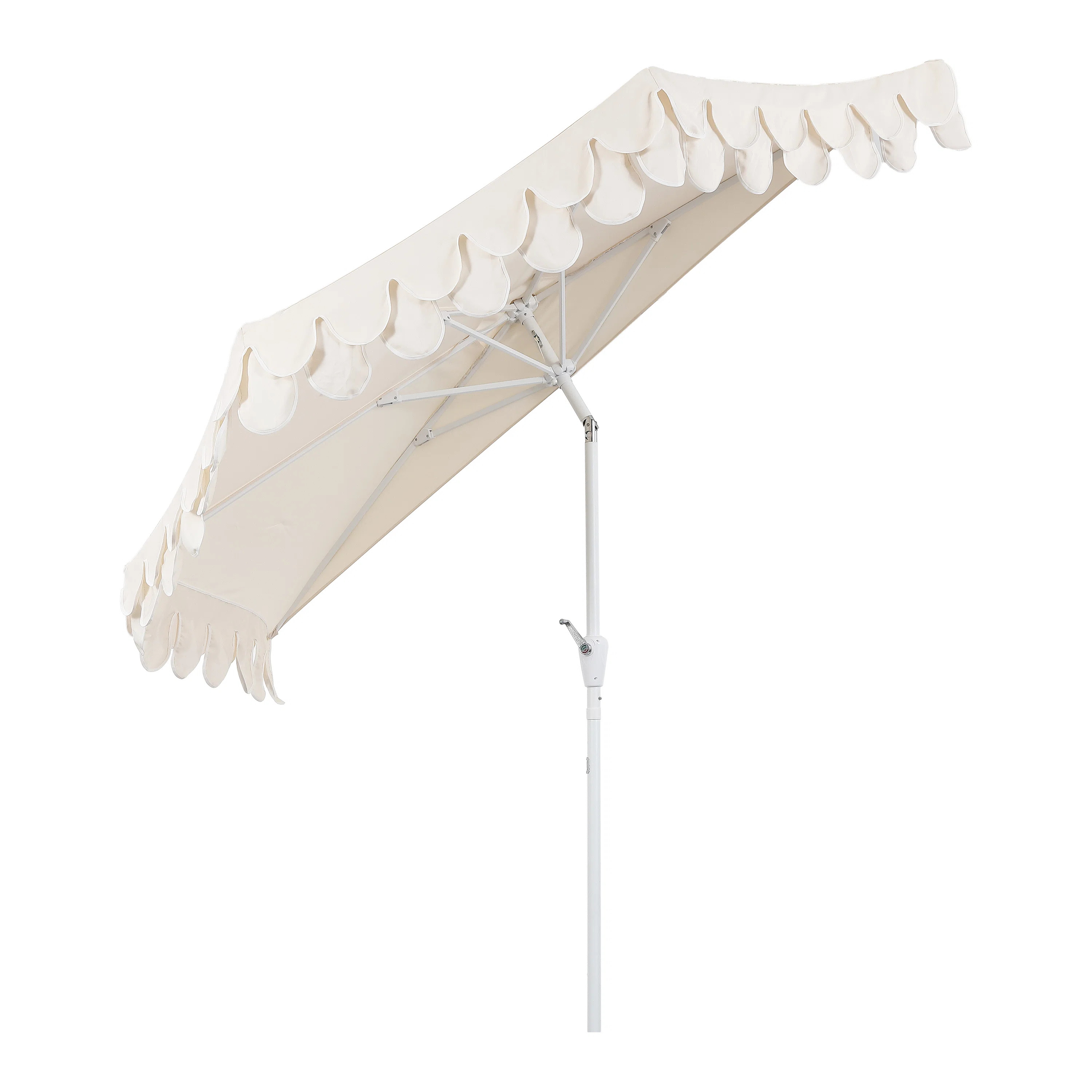 Terrace Arc 9 ft. Classic MidCentury Scalloped Fringe Market Patio Half Umbrella with Crank, Tilt... | Wayfair North America