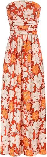 GRACE KARIN Women Strapless Casual Loose Ruched Long Maxi Dress with Pockets | Amazon (US)