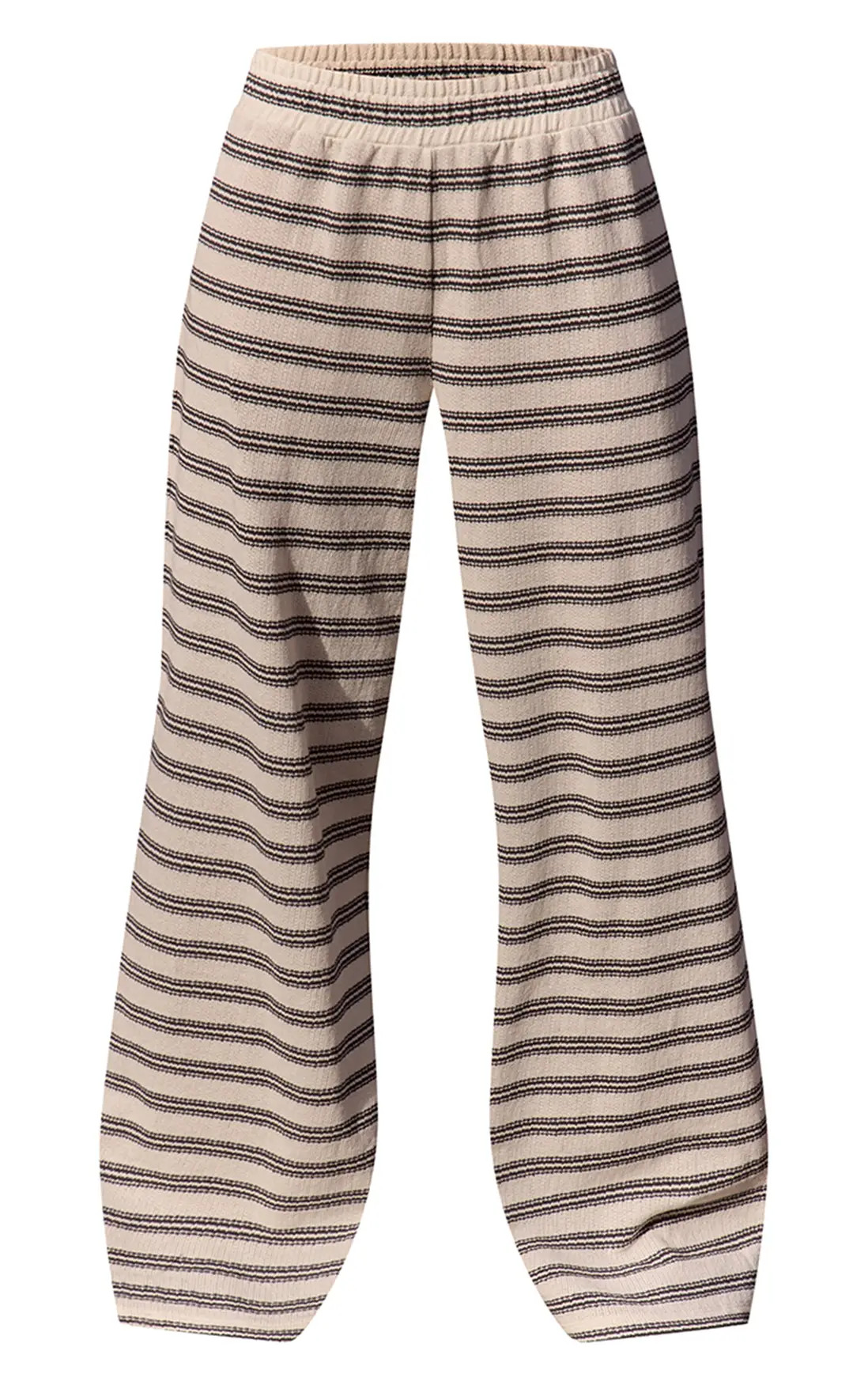 Charcoal Striped Cotton Textured Trousers | PrettyLittleThing UK