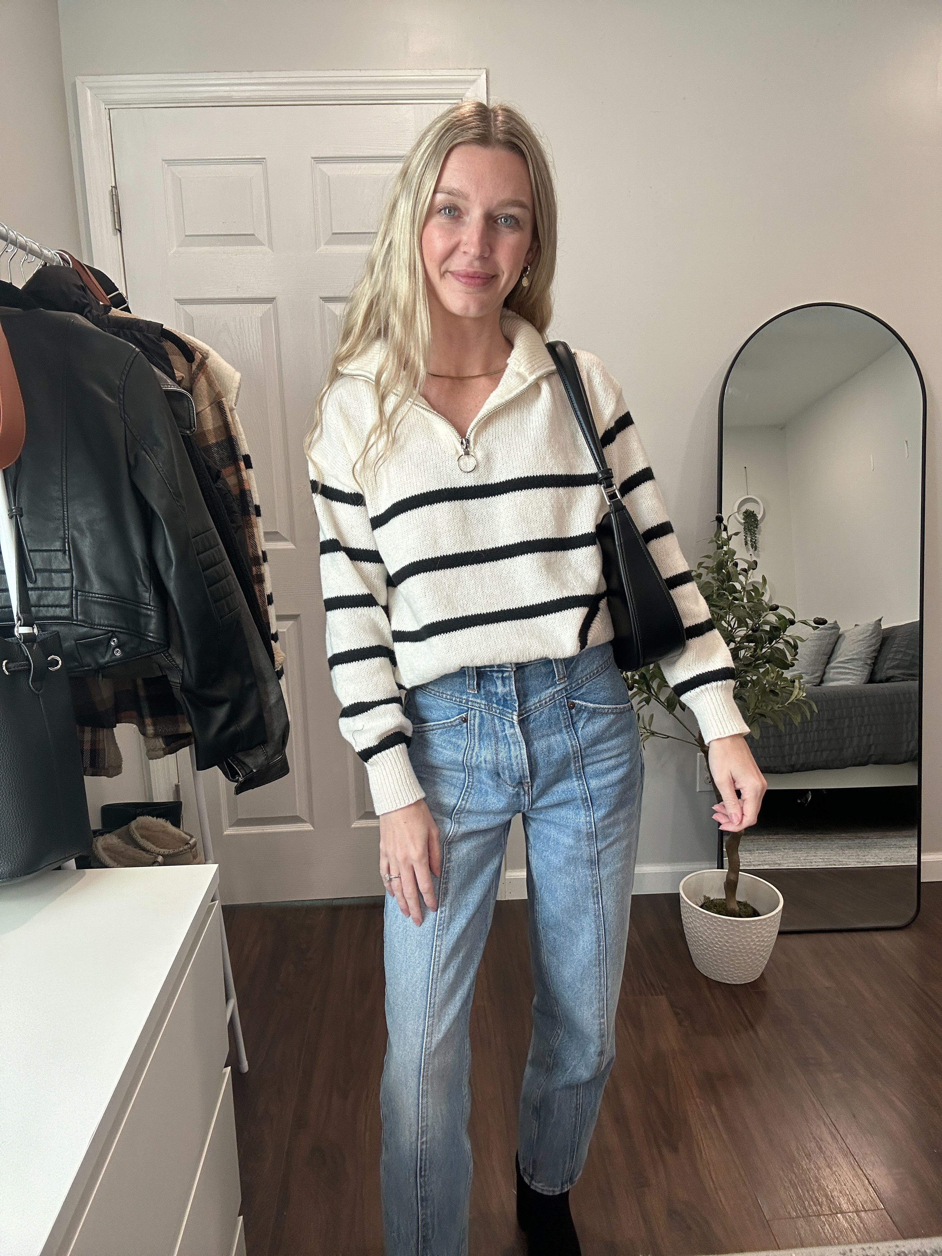 Cute and casual dinner outfit! Loving this striped sweater from Amazon - wearing a small!

#LTKSeasonal #LTKHoliday #LTKCyberWeek