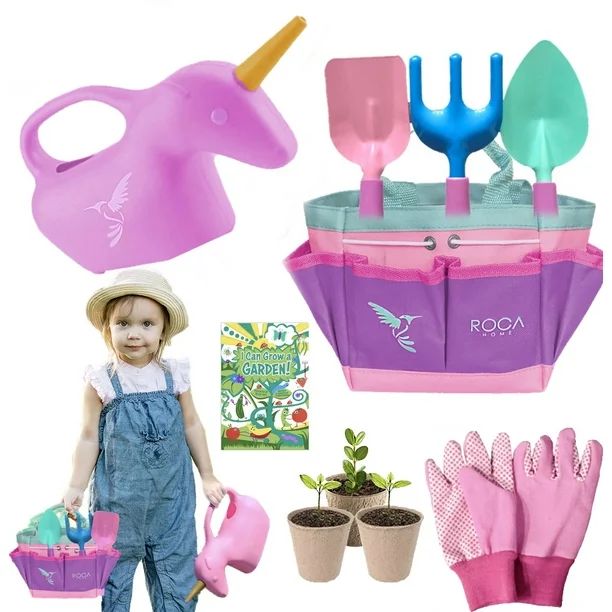 Pink Kids Gardening Tools. Summer Outdoor Toys for Girls. Unicorn Gifts for Girls. Kids Gardening... | Walmart (US)