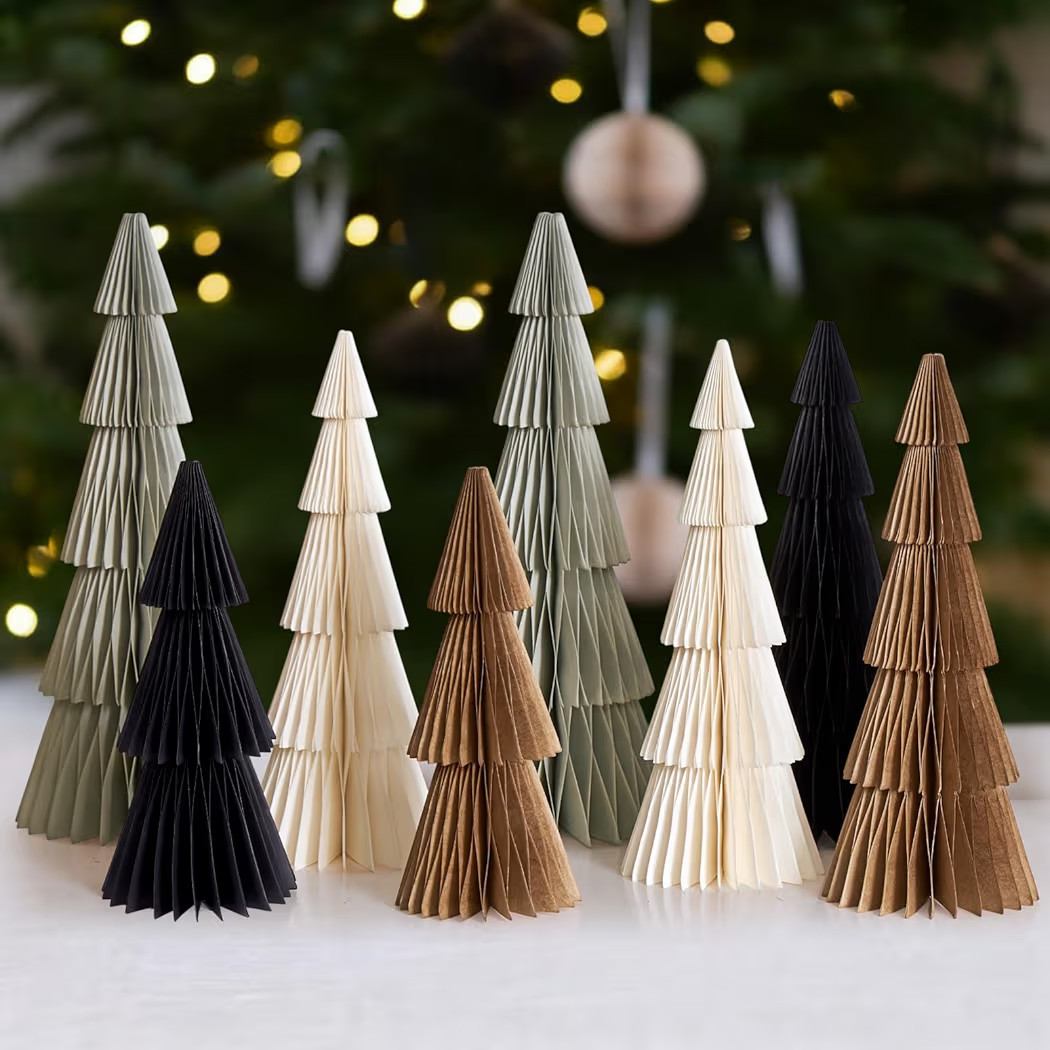 8 PCS Honeycomb Christmas Tree Thick Paper Christmas Tree Neutral Christmas Decor Brown Black Whi... | Amazon (US)