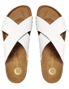 River Island White Foot Covered Chunky Flat Sandals | ASOS UK