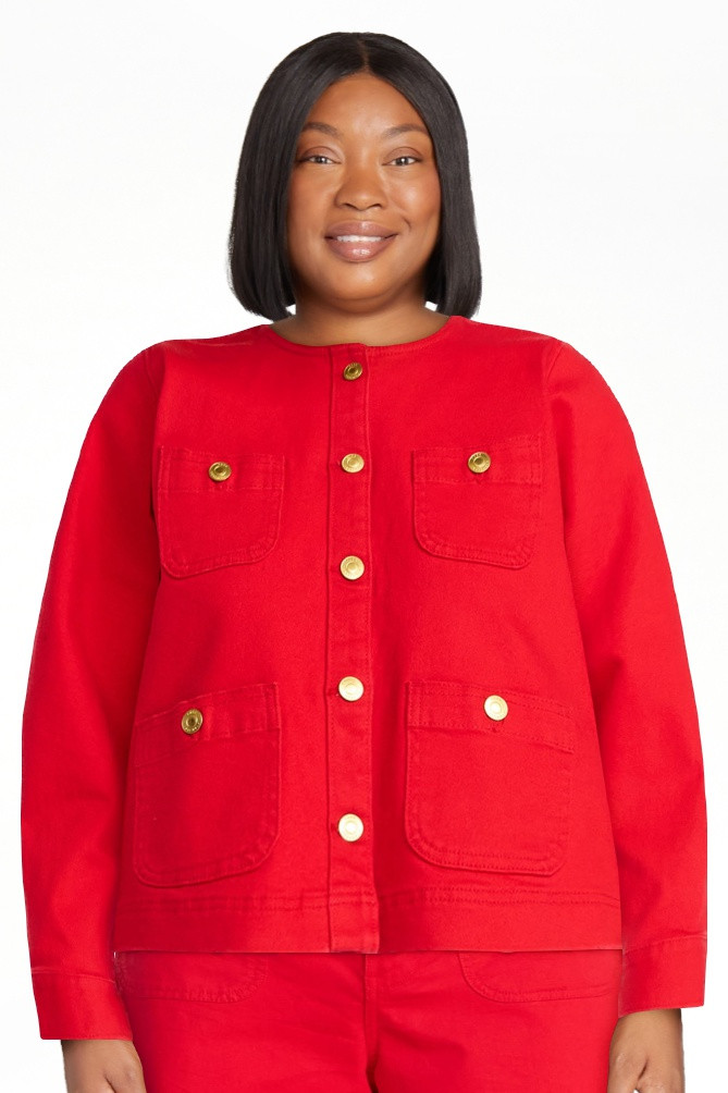 Free Assembly Women's Collarless Denim Jacket, Sizes XS-XXL | Walmart (US)