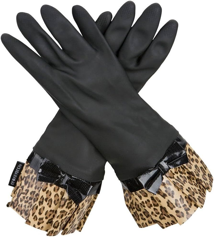 Black Fashion Gloves with Leopard Cuff and Bow by Gloveables | Amazon (US)