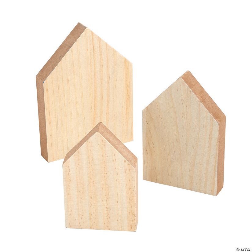 DIY Unfinished Wood House Shapes – 3 Pc. | Oriental Trading Company