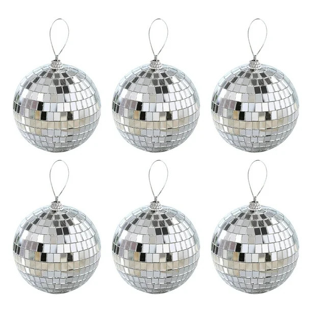 Garhelper 6pcs Disco Ball Mirror Party Christmas Tree Ornament Decoration Bright Reflective Mirro... | Walmart (US)