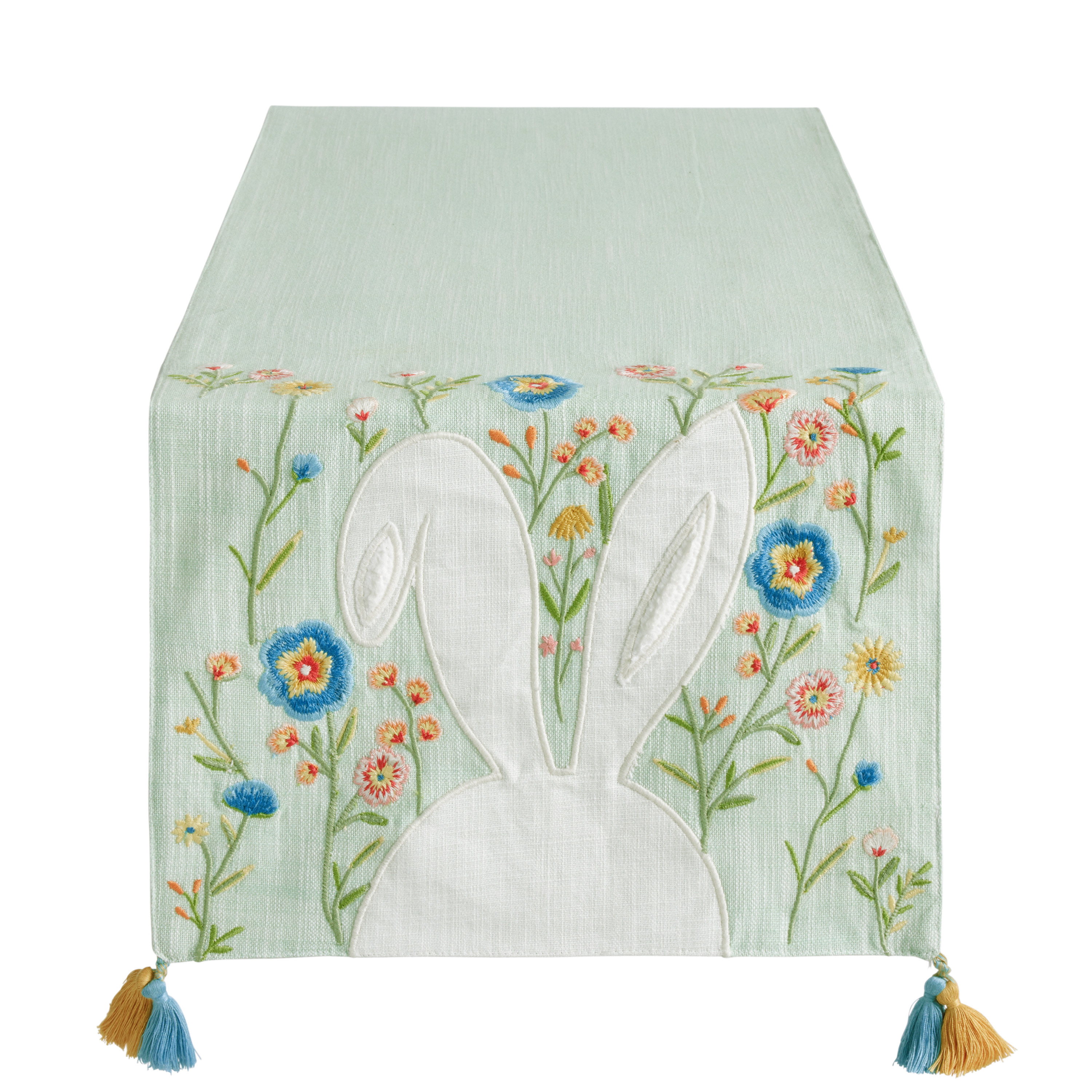 Pastel Blue Bunny Embroidered Table Runner | World Market